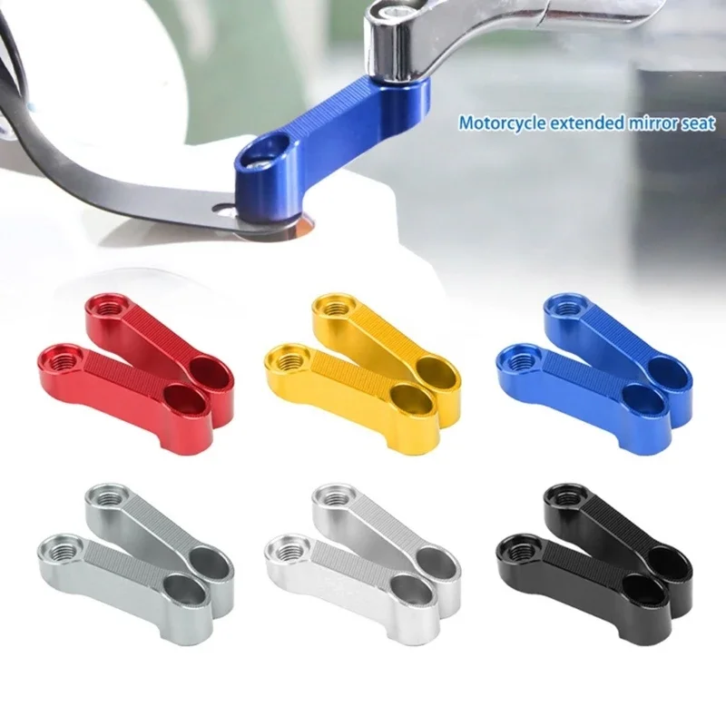 Aluminum Motorcycle Mirror Risers Extension Bracket Adapter Base Screw Support Rack, Provide Superior Rear View for Bike