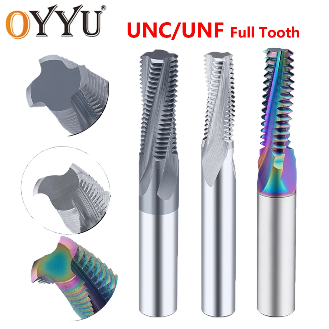 

OYYU UNC UNF UNEF Full Tooth Threading Carbide Endmill Router Bit CNC Milling Cutter CNC Machine Center No.8-32 No.10-24 1/4x20