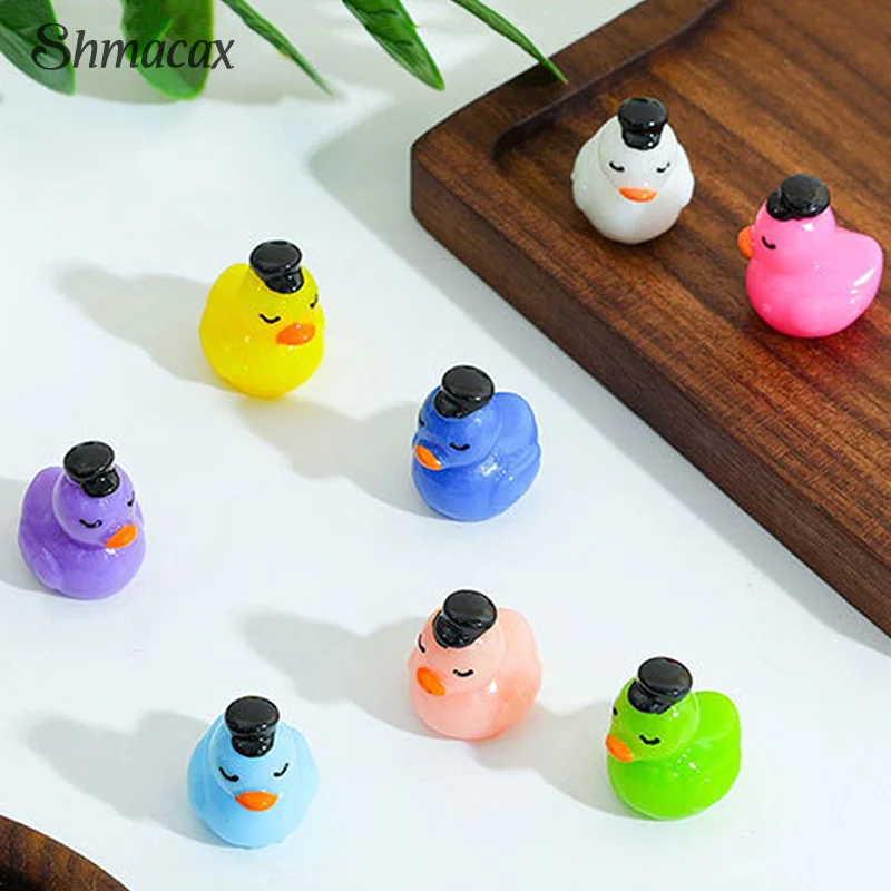 5PCS Micro Landscape DIY Craft Decoration Mini Resin Simulated 3D Color Black Hat Duck Miniatures Tiny Fairy Garden Ornament