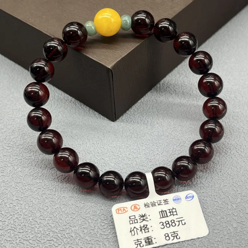 

Hot-selling authentic natural single-strand bracelet, collectible blood amber, birthday men and women, gift for b