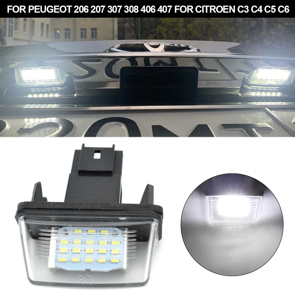 1/2Pcs Car LED License Number Plate Light Citroen C3 C4 C5 Berlingo Saxo Xsara Picasso For Peugeot 206 207 306 307 308 5008 image 2