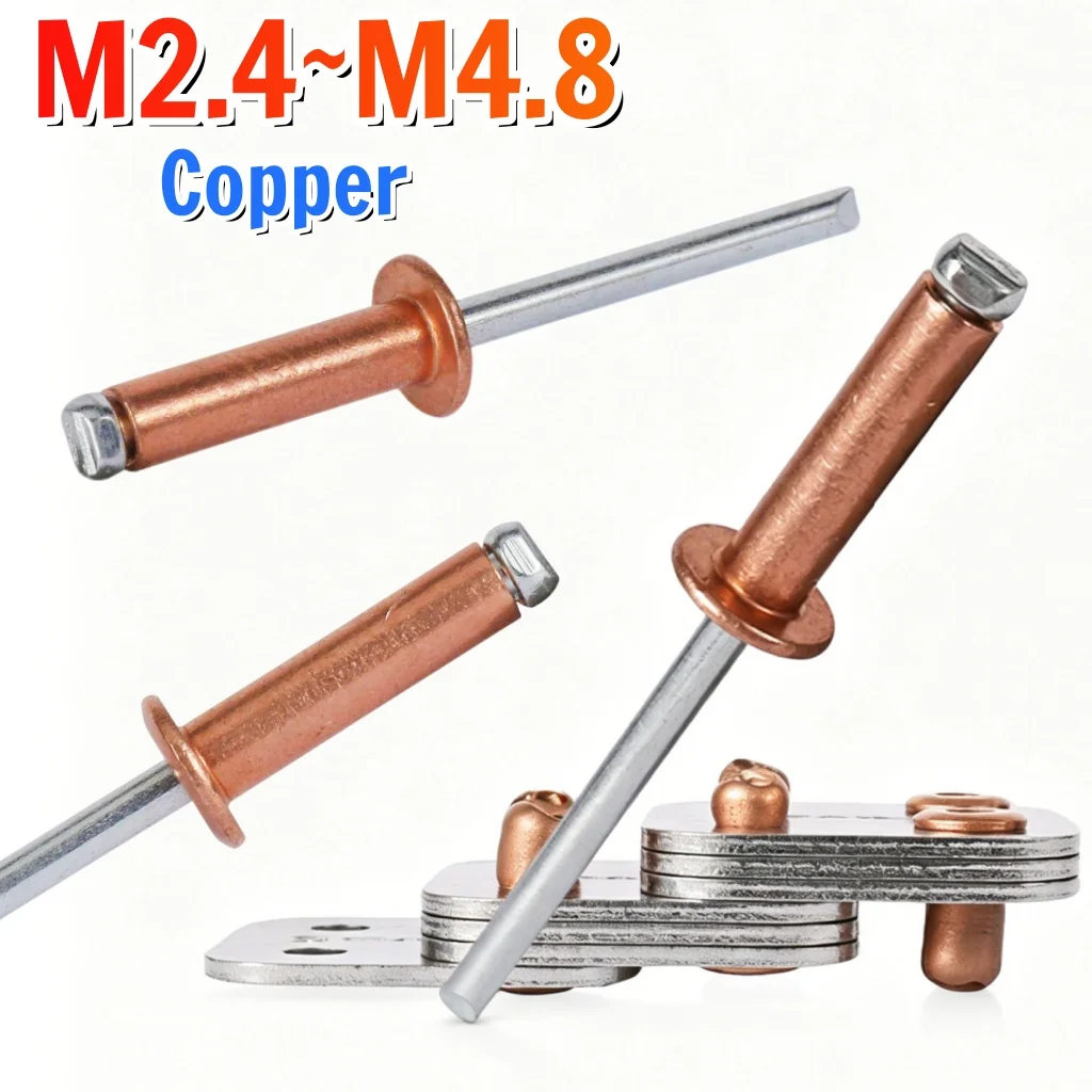 Beicai 5Pcs~30Pcs M2.4 M3.2 M4 M4.8 Copper Blind Rivet Dome Open Type Bronze Brass Rivets Rivets