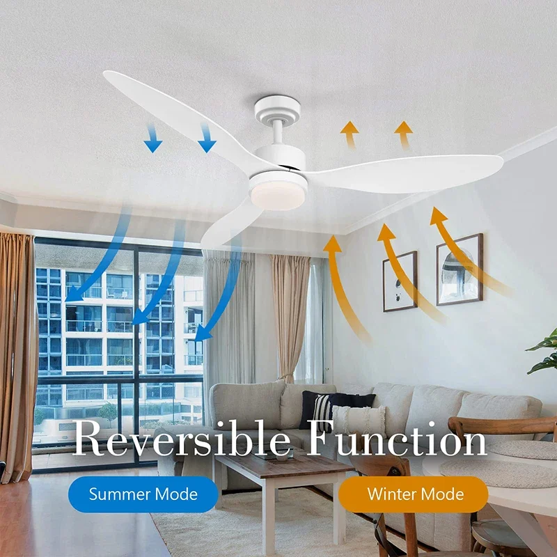 52 inch American restaurant fan light long page remote control dimming Nordic living room ceiling fan with LED light 110V/220V