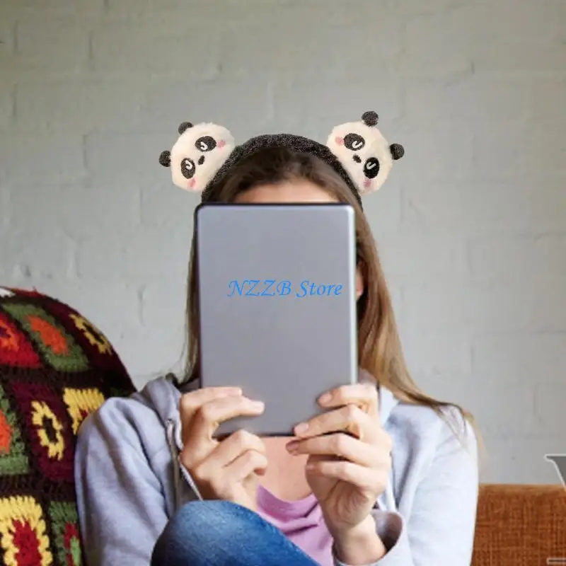 T21F Soft Plush Panda Hair Band Comfortable Headband for Daily Wear or Celebrations