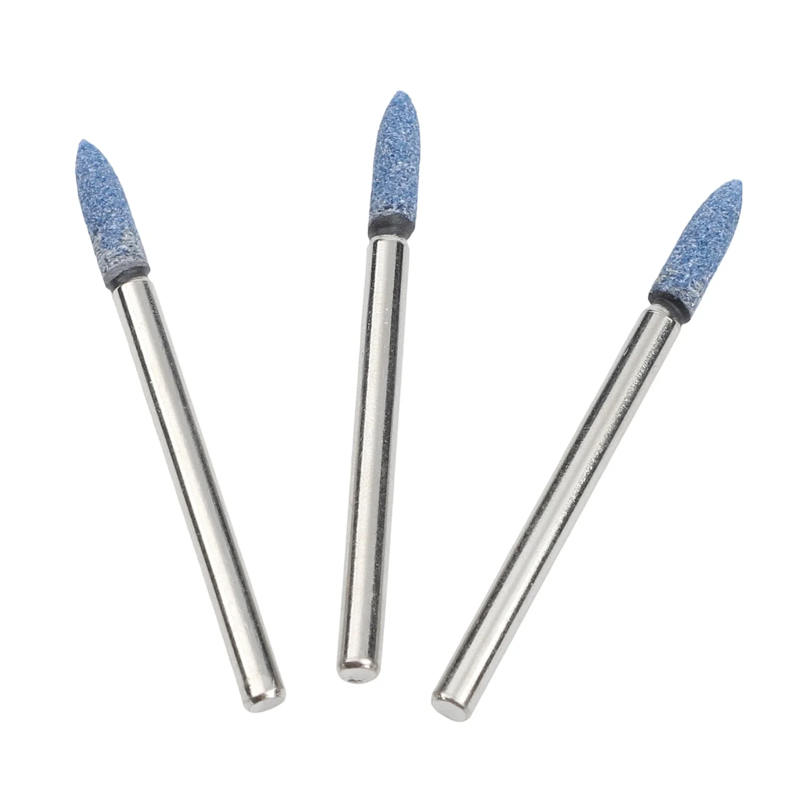 3PCS Blue Corundum Grinding Head Set For Metal Rust Removal Polishing And Deburring Fits Electric Drill Rotary Tool
