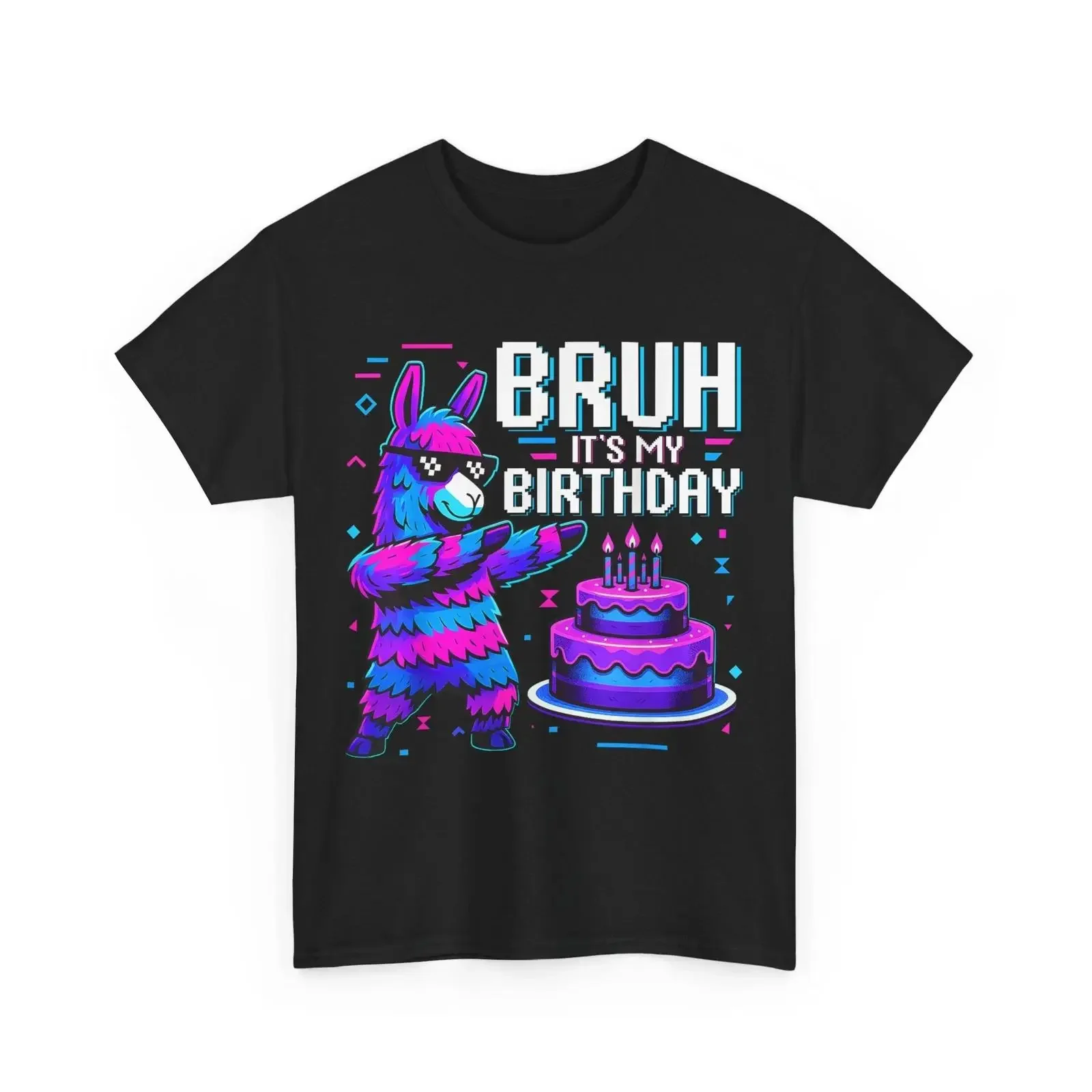 Bruh Its My Birthday Llama Pinata Boy Girl Family Party Bday T Shirt vintage Washed fashion Soft graphic Comfortable