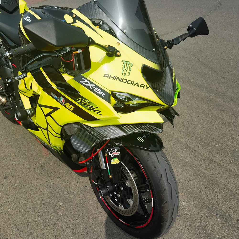 Per Kawasaki ZX-6R 100% fibra di carbonio spoiler anteriore ala carenatura downforce anteriore aerodinamica accessori moto 2024 +