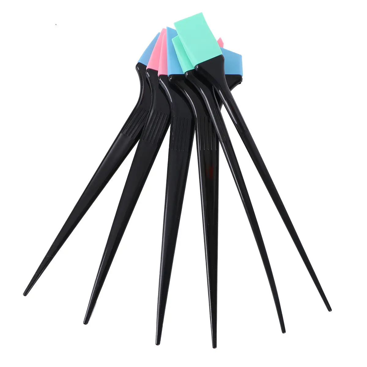 6Pcs Silicone Dye Brush Set Hair Coloring Tools Different Shapes Non Slip Easy Rinse Salon Grade Tint Mixing Stirring