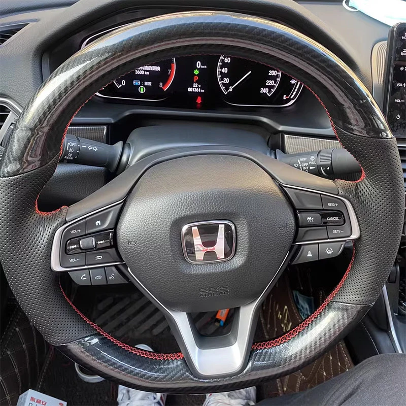 Car Steering Wheel Cover Braid for Honda Accord 10 gen 2018-2022 Odyssey 2021-2026 City 2023-2025 Hand-sewn Microfiber Leather