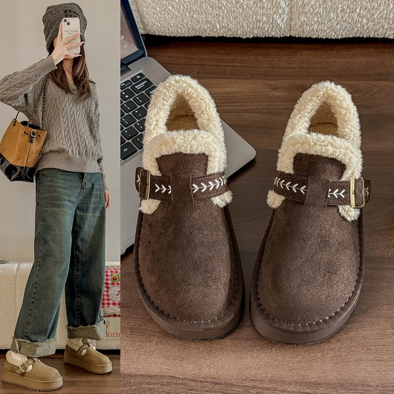 

Зимний новый стиль с изоляцией плюшевой обуви. Простая и облегающая однотонная универсальная повседневная сексуальная/модная обувь.