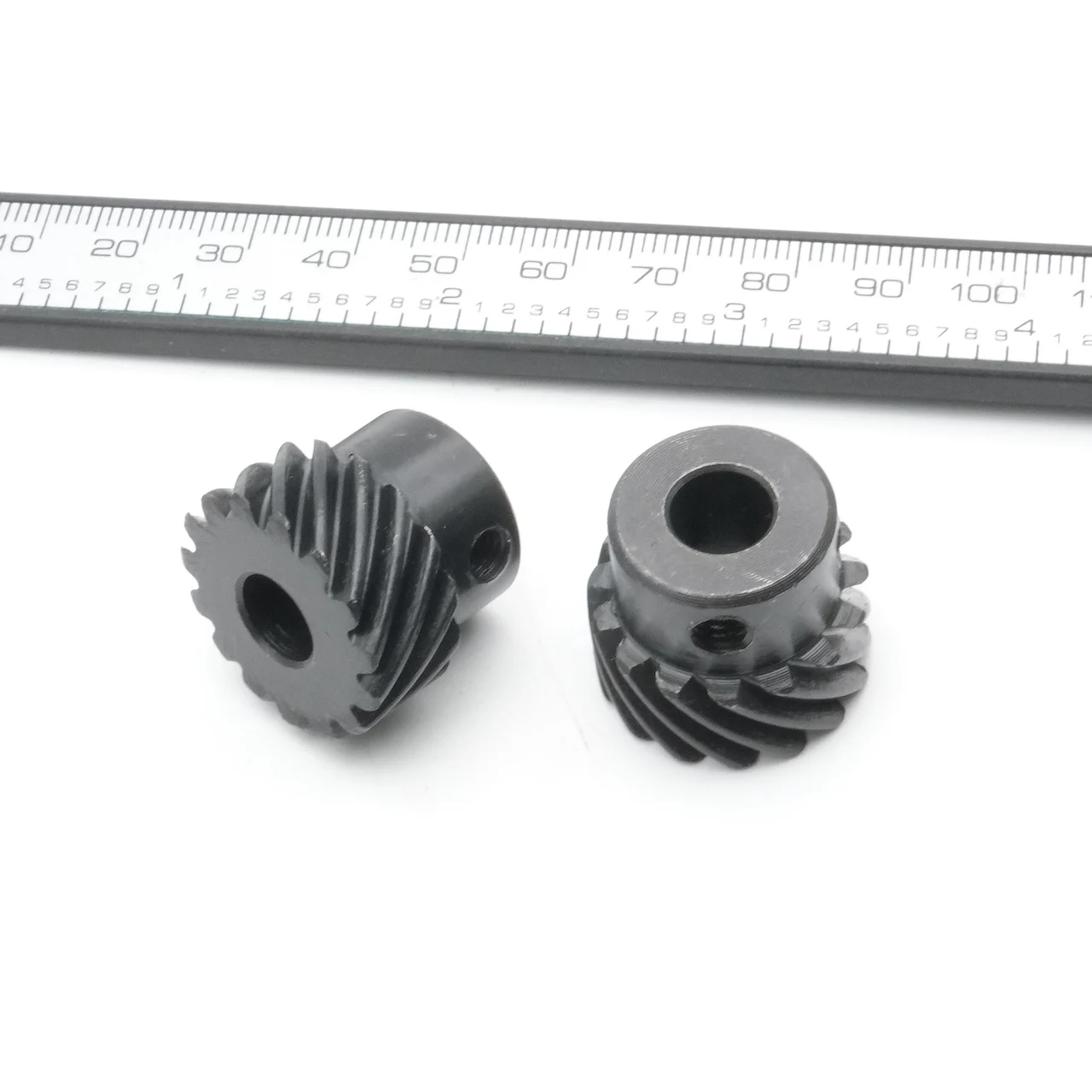 M1 13-30 Teeth Laser Cutting Reduction Metal Spiral Gear Left-hand 45-Degree for Automation Equipment 6-16mm Staggered