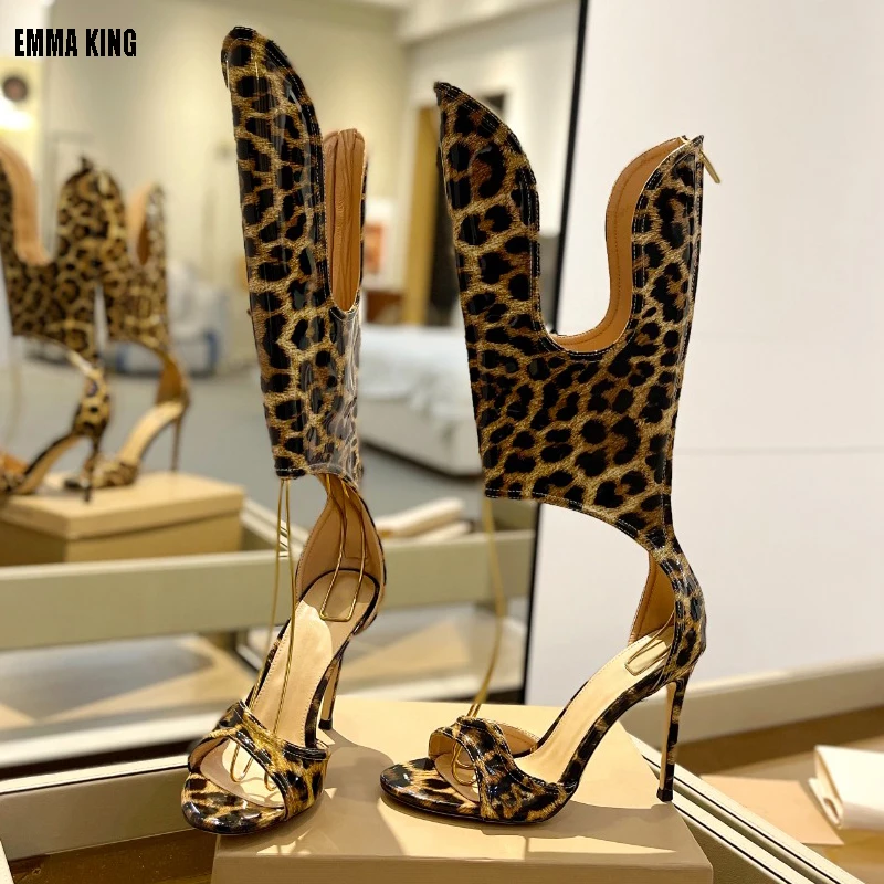 

2024 Summer Circle Design Peep Toe Sandals Boots Back Zipper Women Shoes Thin High Heels Fashion Party Shoes Zapatos Para Mujere