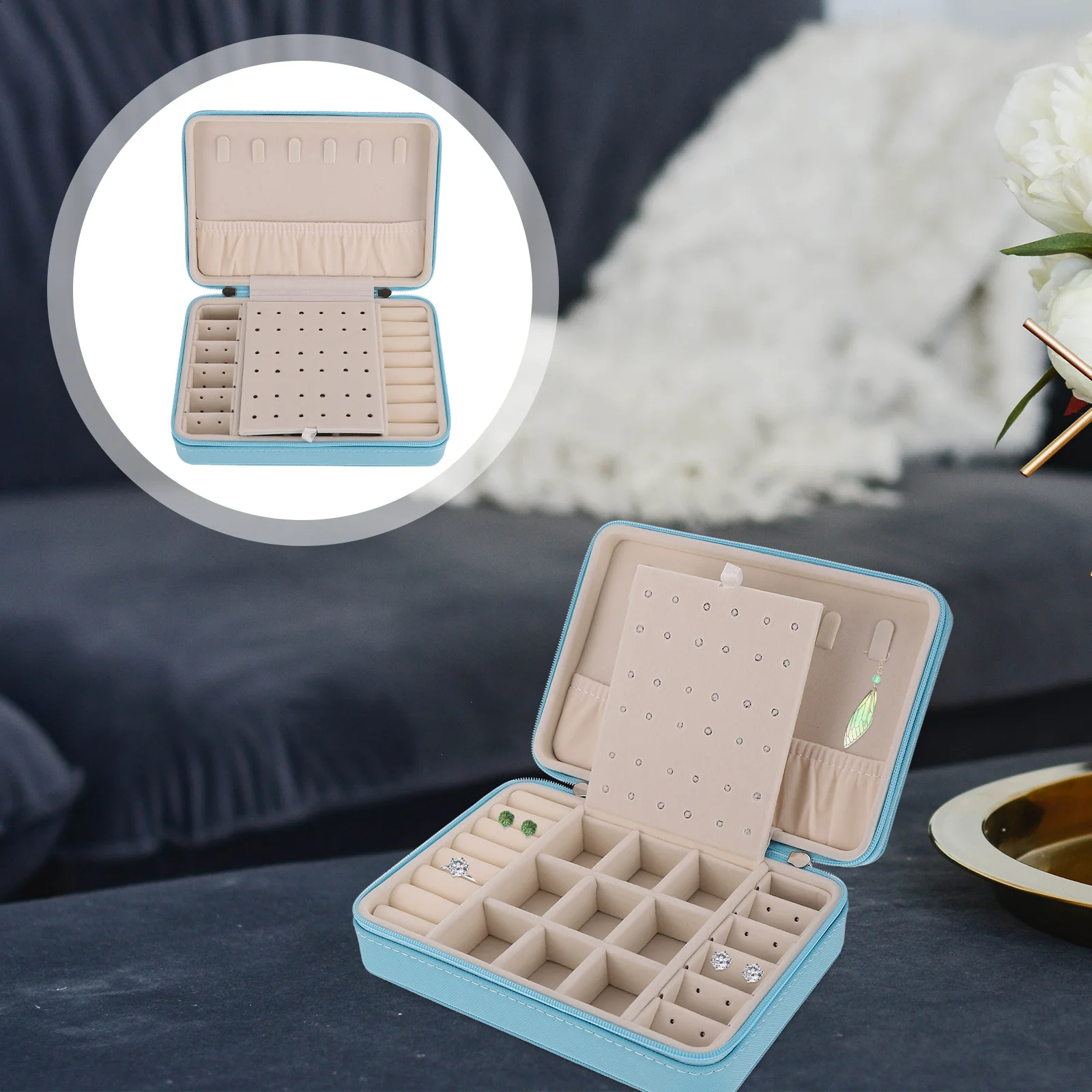 Portable Jewelry Box Organizer Storage Case Travel Jewelry Organizer Delicate Unique Design Smooth Surface Comfortable Texture