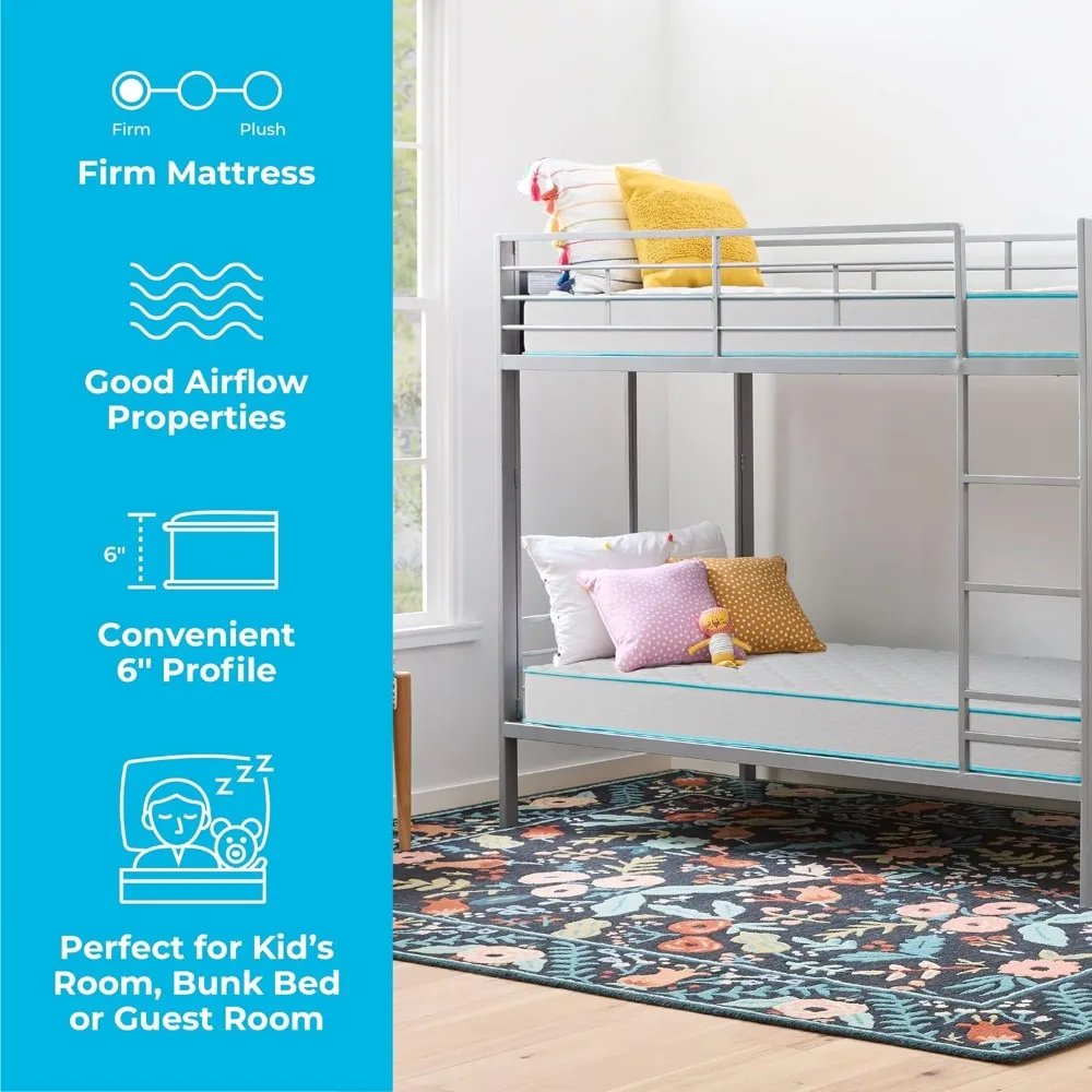 6 Inch Mattress  Firm Feel  Bonnell Spring with Foam Layer  Mattress in a Box  Youth or Kids Bed  Guest Bedroom