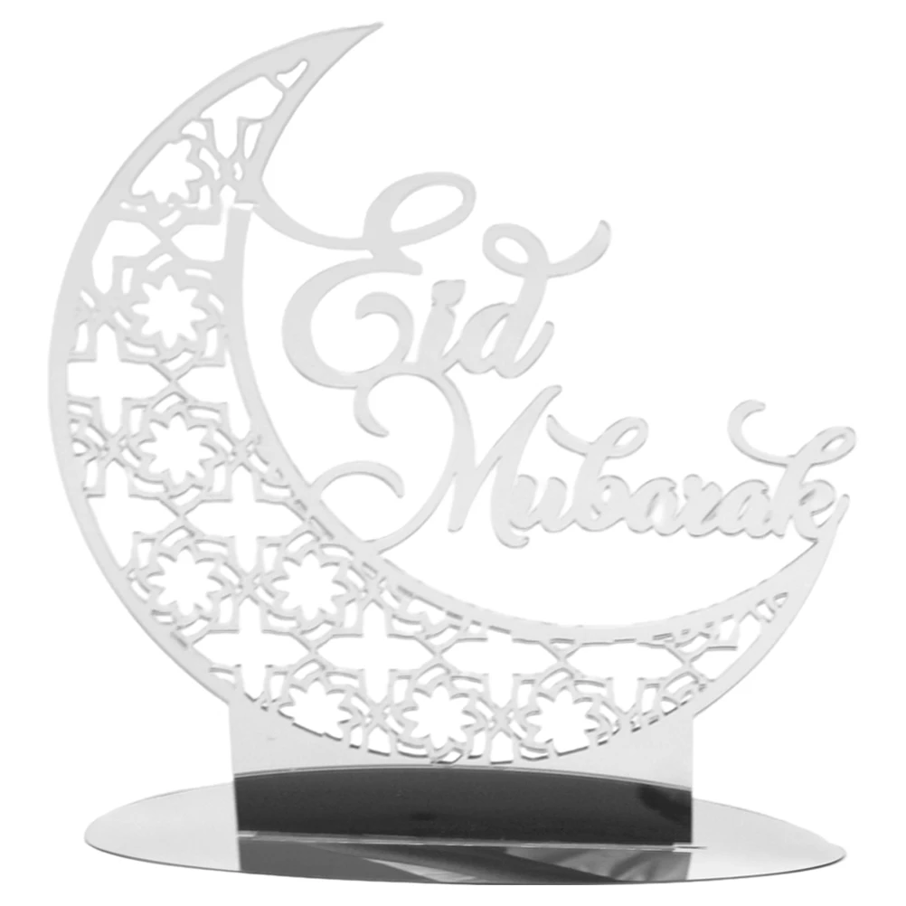 

Eid Acrylic Mirror Desktop nament Silver Double Sided Piece Home Party Centerpiece Festival Adornment Ramadan Decorations