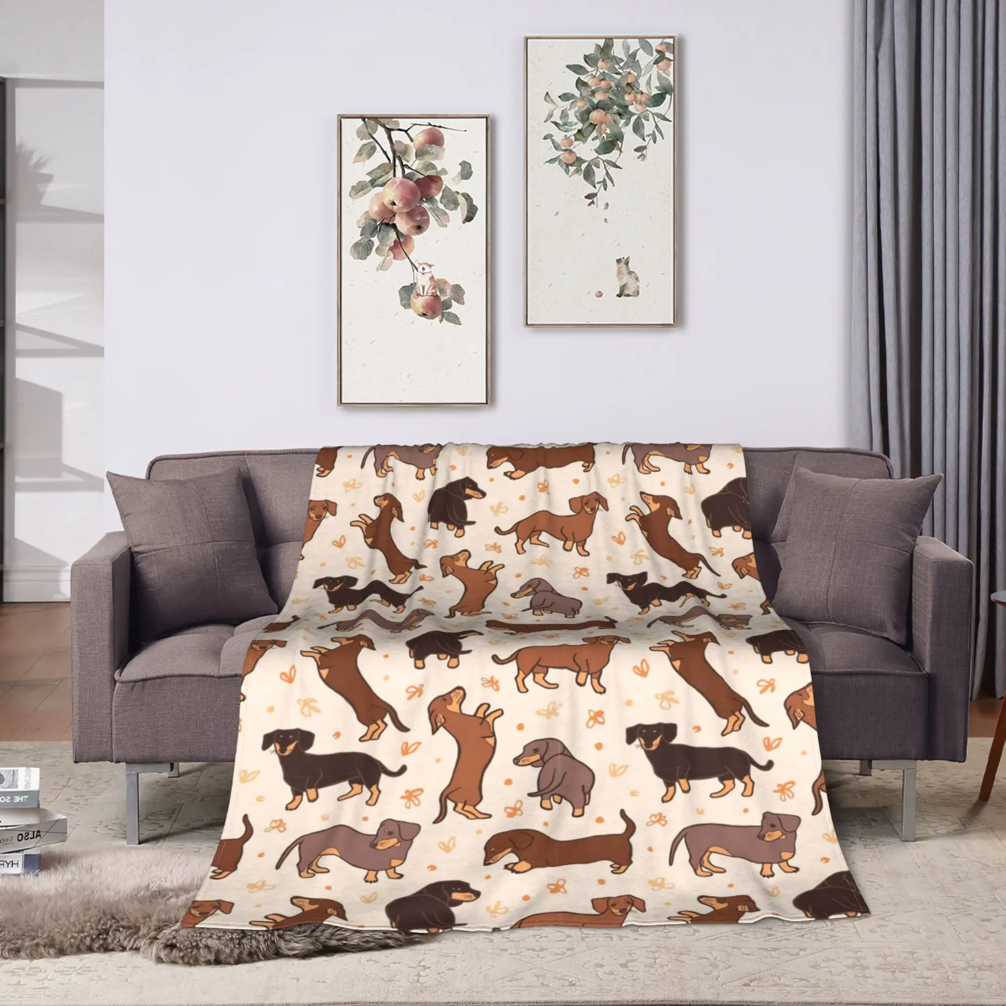Bull Terrier Maple Leaf Print Blanket  Travel Office Flannel Throw Blanket For Home Decor Warm Soft Bedspread Birthday Present