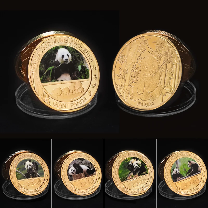 China's National Treasure Panda Gold Plated Commemorative Coin Giant Panda Challenge Coins Business Souvenir Gift for Collection