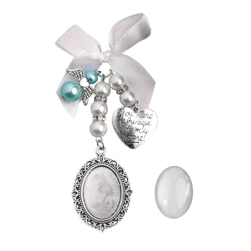  Oval Bridal Bouquet Angel Charm Memorial Photo Charm You Are for Always on My He