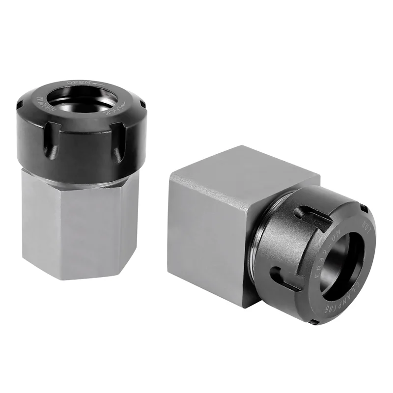 ER32 Collet Chucks Block Set of 2 Square and Hex Workholding Holder for CNC Lathe Engraving