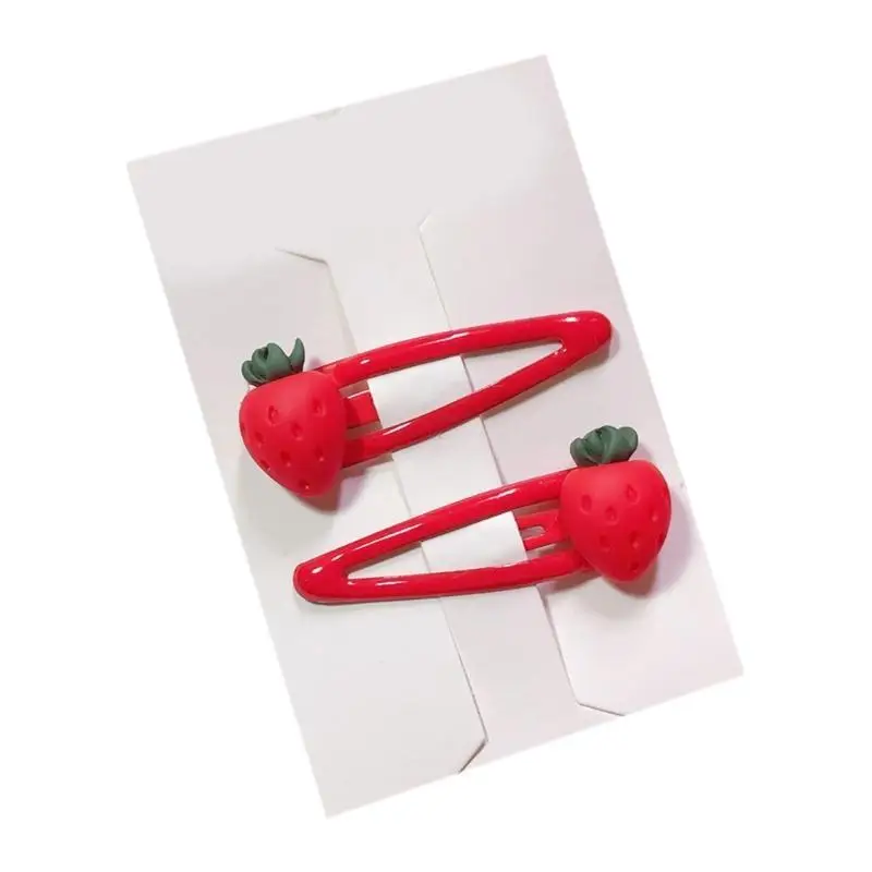 

652F Hair Clips 3D Strawberry Hairpins Lovely Barrettes Fruit Resin Side Clip