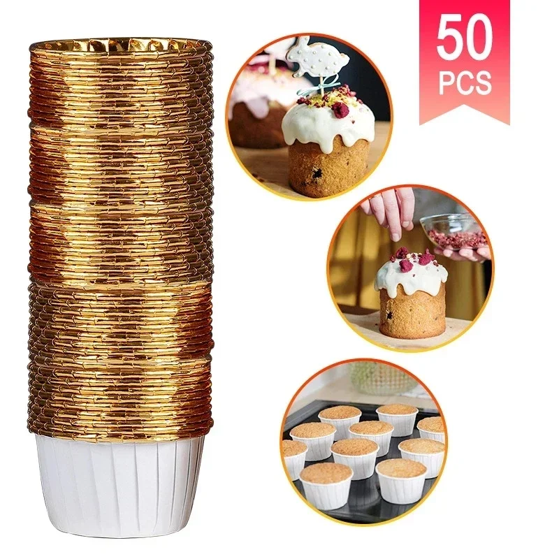 Grande tasse en papier résistant à l\'huile pour gâteau Chi, revêtement de cuisson, étui à gâteau, fête de mariage, moules en silicone, 50 pièces