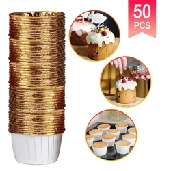 Taza de papel grande para cupcakes, 50 piezas, a prueba de aceite, forro para cupcakes, bandeja para hornear, estuche, soporte para pasteles de fiesta de boda, moldes de silicona