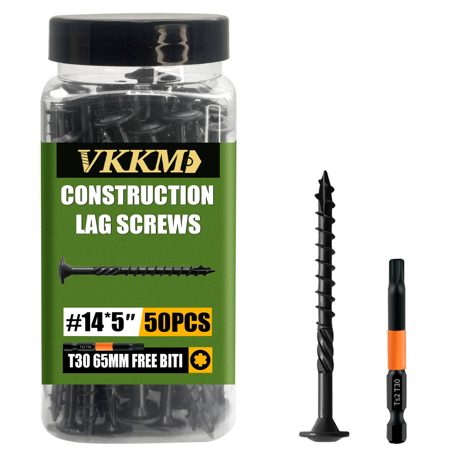 

VKKM Black Straw Rope Screws #14×5 , 50 Pieces, T25 Star Drive, Outdoor Deck Screws, with Epoxy Coating