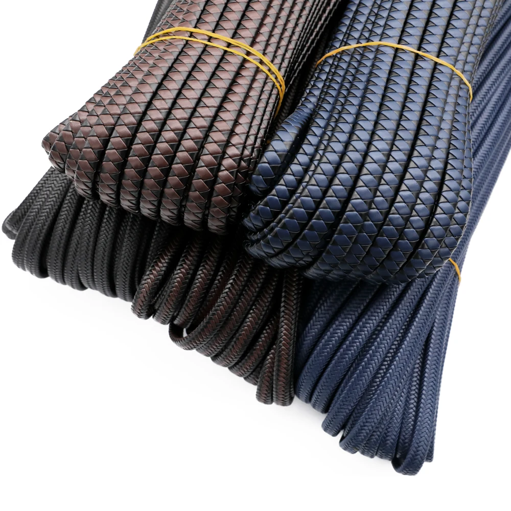 2 meters 12x5mm Flat Braided Faux Leather Bracelet Findings PU Leather Cord String Rope DIY Necklace Bracelet Making