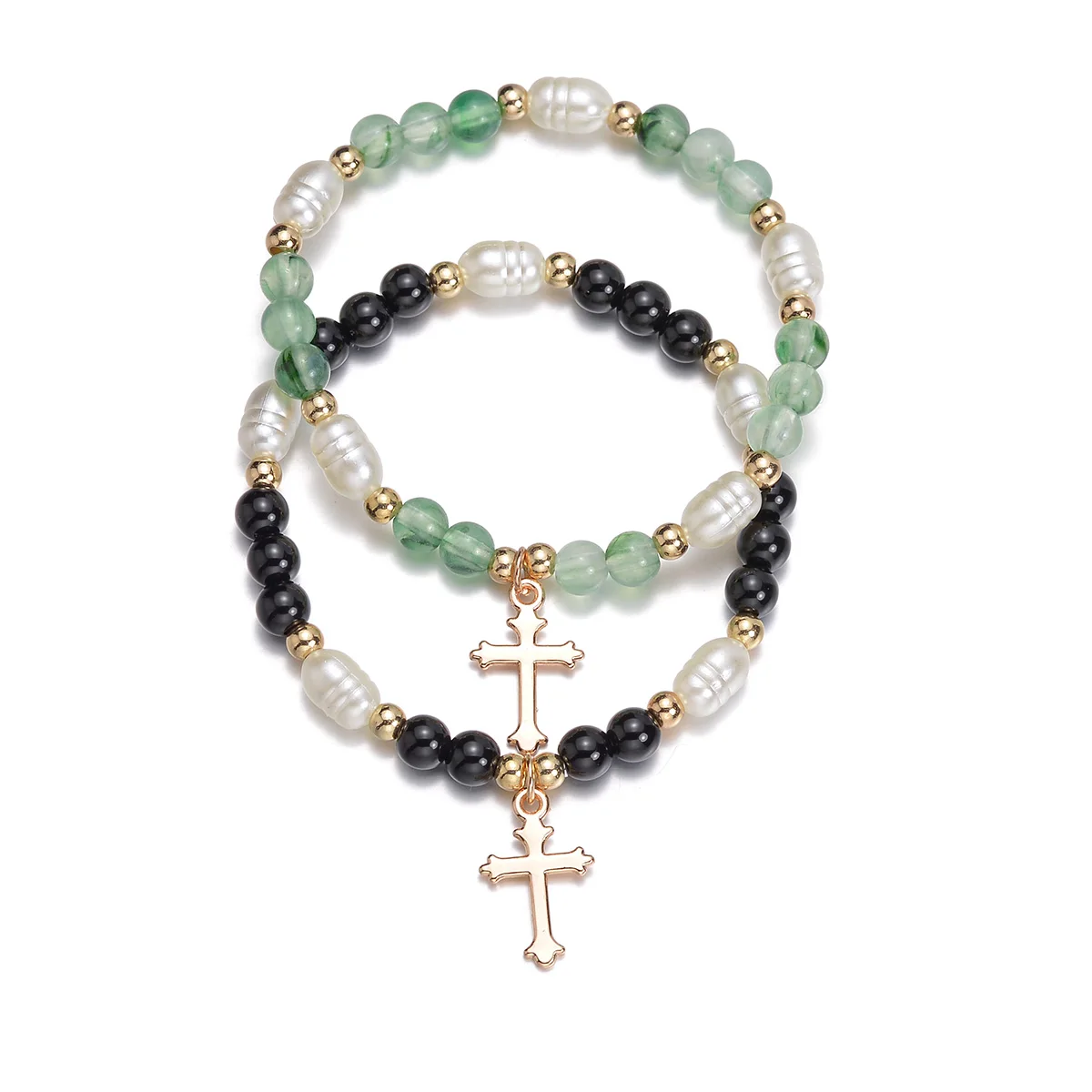 مطرز سوار للنساء والفتيات ، عبر قلادة ، الأسود والأخضر ، مجوهرات حفلة حلوة ، هدية الكلاسيكية ، 2 قطعة مجموعة #5