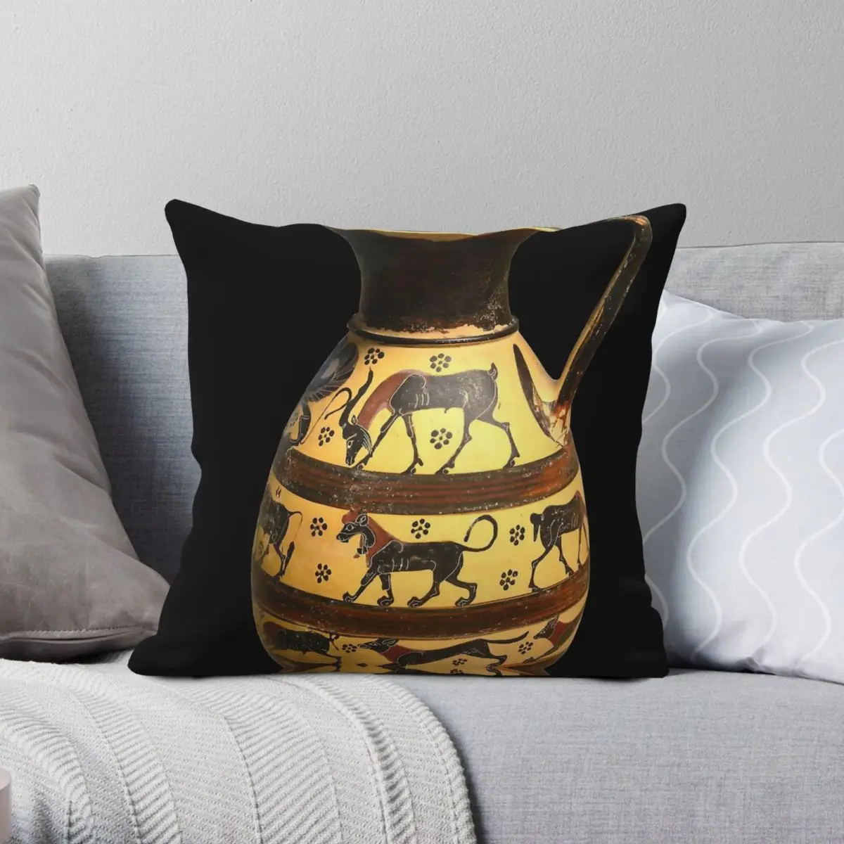 

Ancient Greek Vase Square Pillowcase Polyester Linen Velvet Creative Zip Decorative Bed Cushion Cover