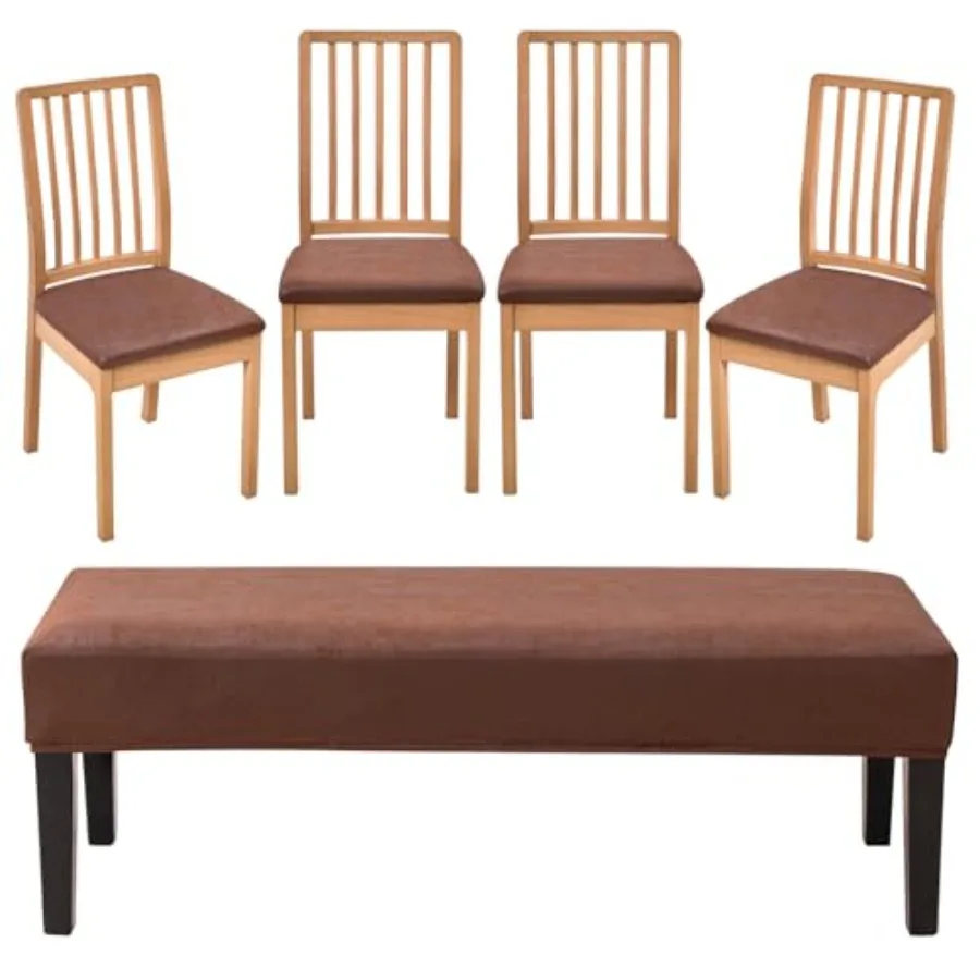 

Чехлы для стульев в столовую, комплект из 4 штук с 1 чехлом для скамьи, эластичные и съемные чехлы для кухни и гостиной B