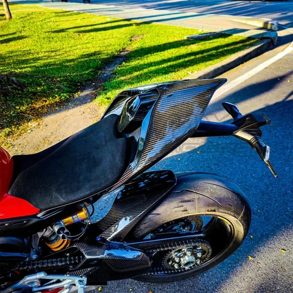 ل DUCATI Streetfighter Panigale V4 V4S V4R 2018-2022 دراجة نارية الخلفية سنام القلنسوة غطاء مقعد صغير وسادة أجزاء ألياف الكربون الكاملة #6