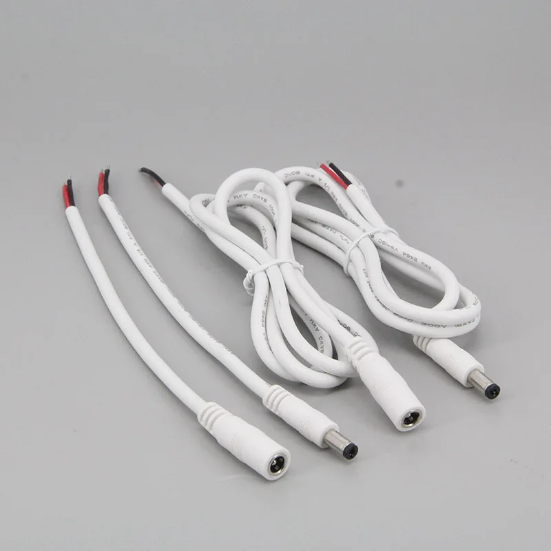 Connecteur de câble d'alimentation mâle DC femelle, 18awg, 7A, rallonge, 5.5mm x 2.1mm, 5525 cuivre, 0.2m/1m