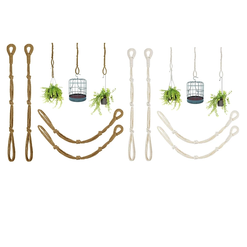 

4 Pieces Macrame Beige Plant Hanger Extender Rope Plant Hanging Basket Extender Large Hanging Plant Pot Holders