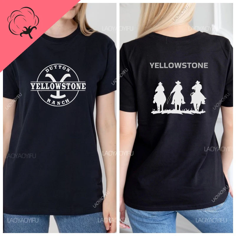 Men's Shirts Yellowstone TV Streetwear Cool Western Cowboy Funny Gifts Woman Clothing 100% Cotton Short Sleeve Tee Y2k Shirt