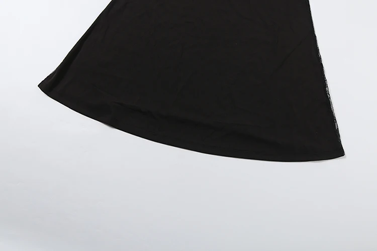 Weird Puss Spitzen-Patchwork-Kleid Damenmode Einfaches O-Ausschnitt Puffärmel Stretch Trend Elegantes Bankett-Party-Club-Langes Bodycon-Kleid – Detail 9