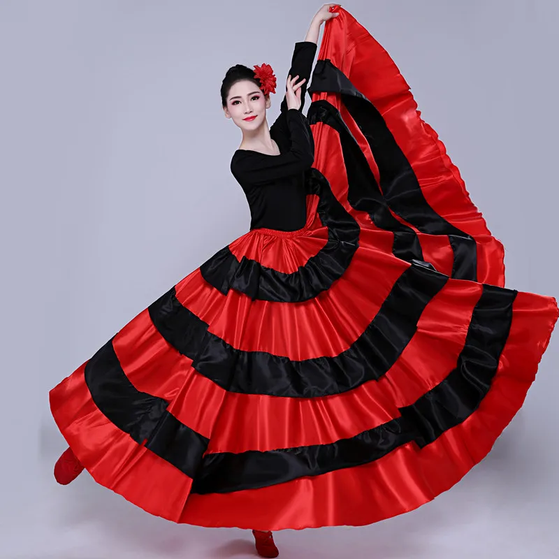 Saia para dançar a barriga feminina, saia de flamenco feminino, bainha grande, vermelha, Fashion, 1 peça por lote