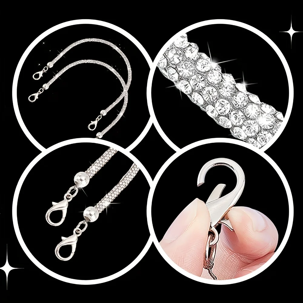 1-2Pcs Rhinestone Purse Chain Strap Replacement 11.8inch Short Crystal Bag Handle Sparkly Wallet Straps Bag Parts Accessories