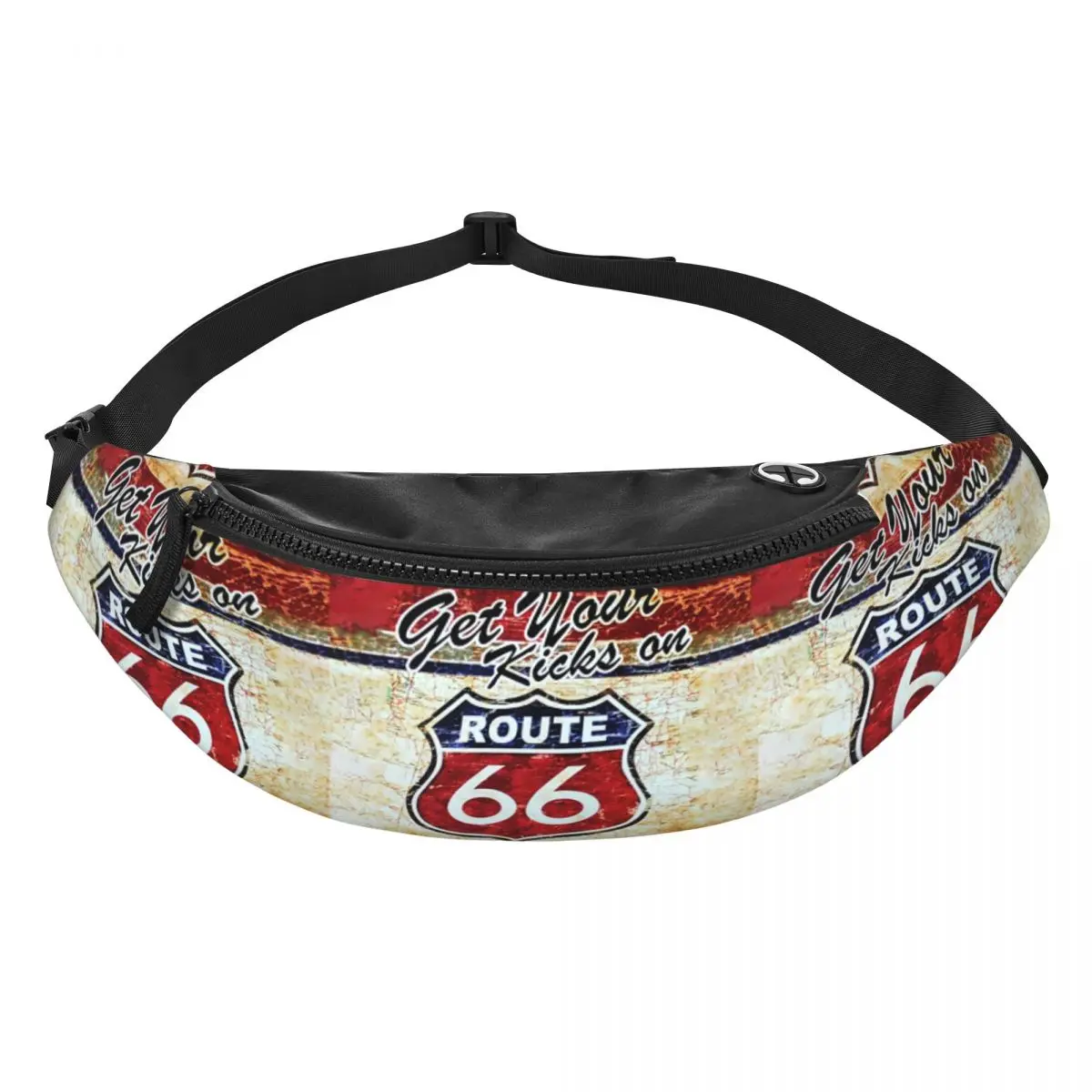 Riñonera personalizada Vintage Route 66 para mujer, bolso de cintura cruzado de carretera americana, bolsa de dinero para teléfono de Camping de ciclismo