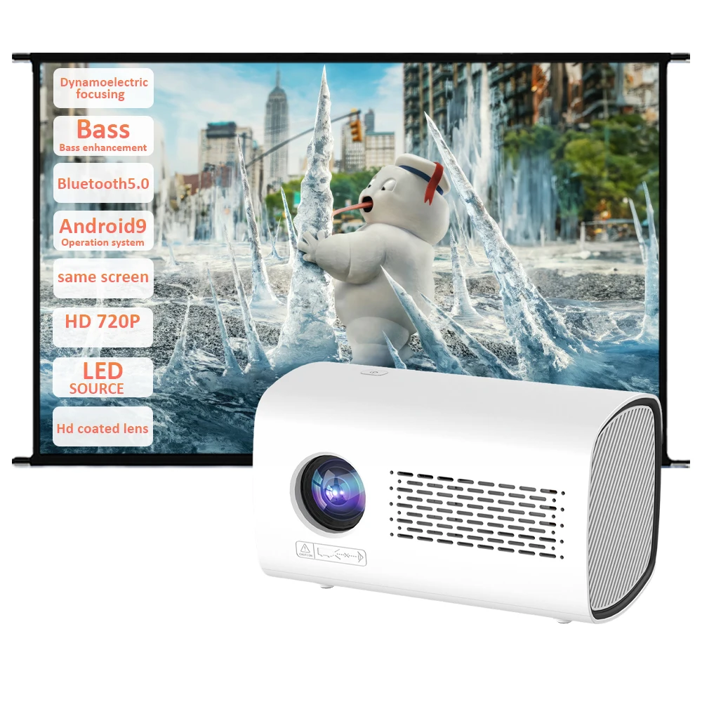 

Lejiada Smart HD Projector Mini Multi-functional Portable HD Video Projector for Home Gaming Hotels and Apartments