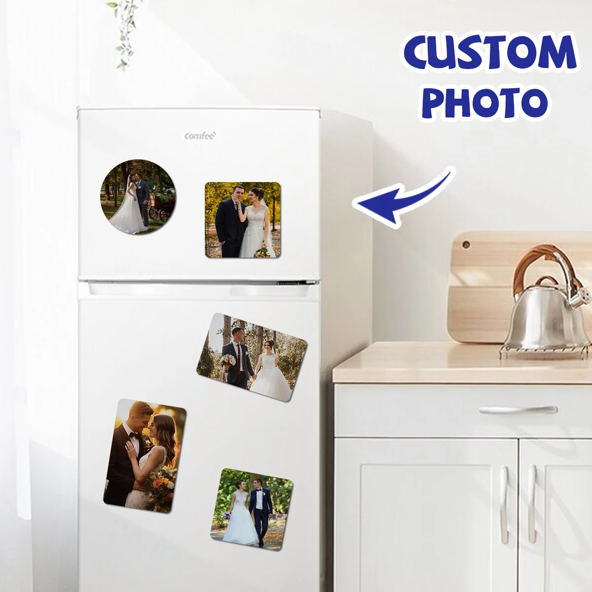 1/3/5pc square Customized Photo Magnetic Fridge Sticker Custom Photo Magnet Magnet Note Holder For Refrigerator
