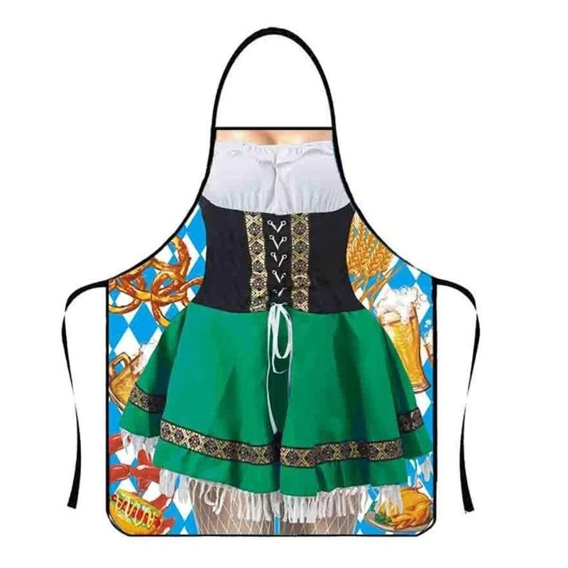 JU64 Personality Oktoberfest Apron Funny German Beer Aprons Kitchen Cooking Apron for Men Women  Costume BBQ Party