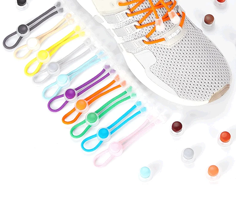 Keine Schnürsenkel, elastische, runde Schnürsenkel ohne Binden, Sneaker-Schnürsenkel mit Federverschluss, schnelles Schnürsystem ohne Binden, Schnürsenkel für Kinder und Erwachsene, Neu. – Detail 2