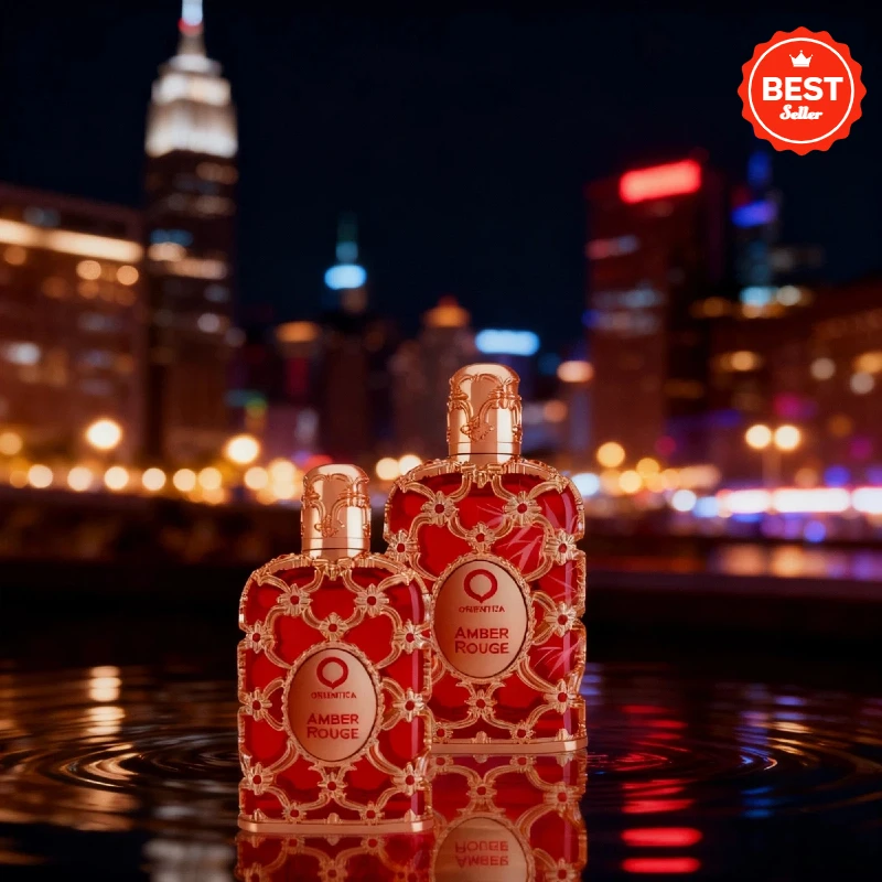Orientica Amber Rouge Eau de Parfum-Amber Saffraan & Zoete Woody Geur, Langdurige Luxe Arabische Geur, Saffraan Geur