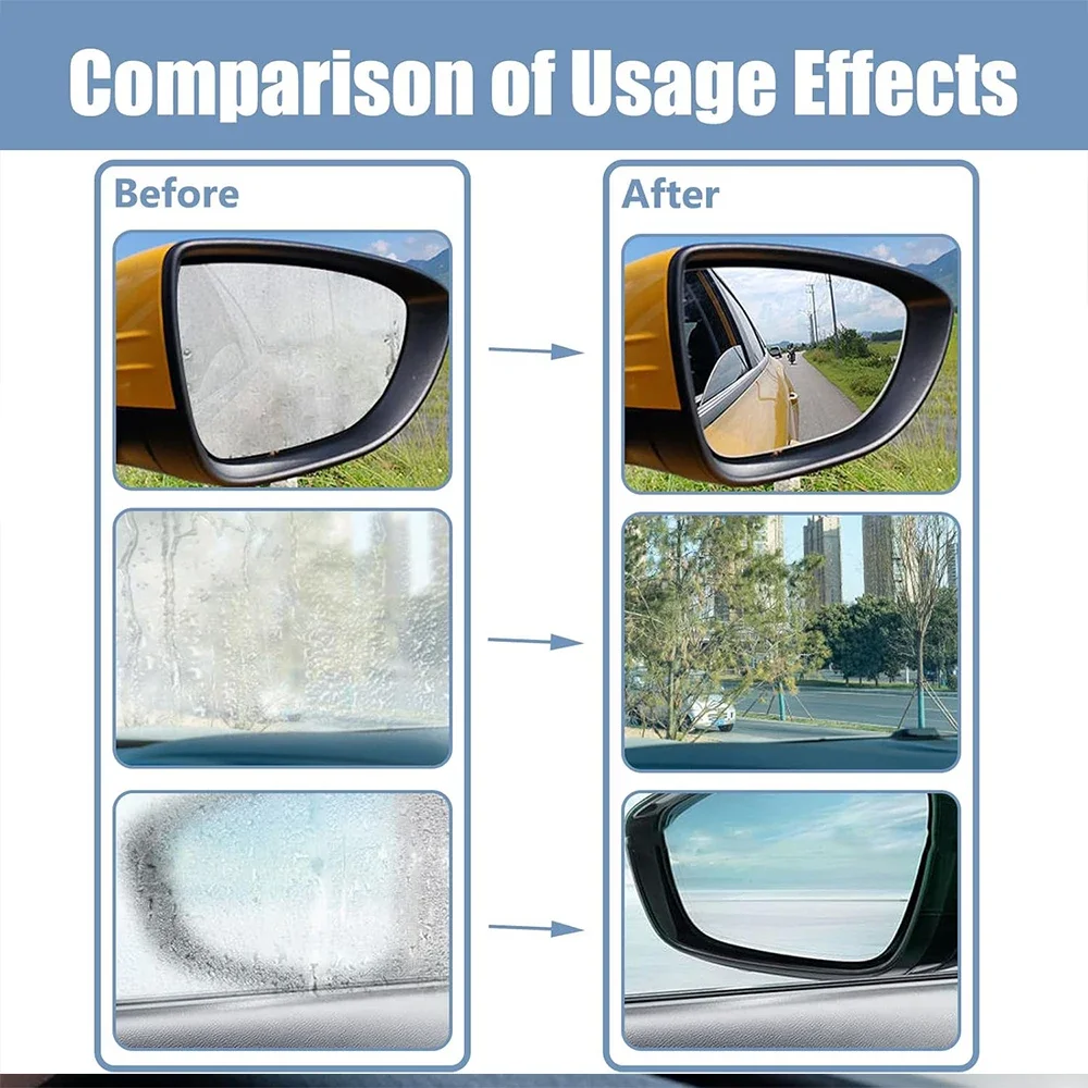 70ml Windshield Defogger Automotive Glass Anti Fog Coating Agent Cleaner Sponge Wipe Brush Anti-Glare Defogging Clear Vision