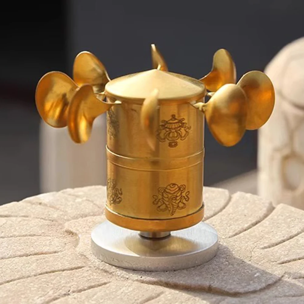 

Tibetan stainless steel wind powered prayer wheel, Portable Eight Auspicious Avalokitesvara Heart Sutra drum, Prayer ornaments