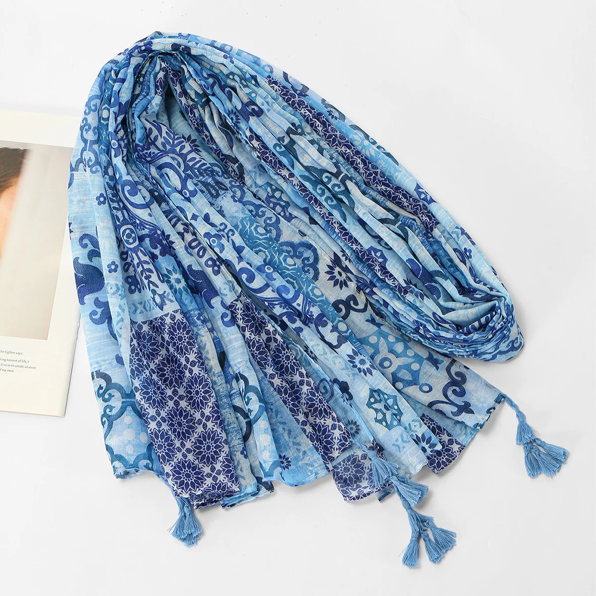 New Print Cotton Linen Scarf Hijab Woman Muslim Hijabs Tassels Shawl Soft Lady Headwraps Islam Turban Ramadan Headscarf Scarves
