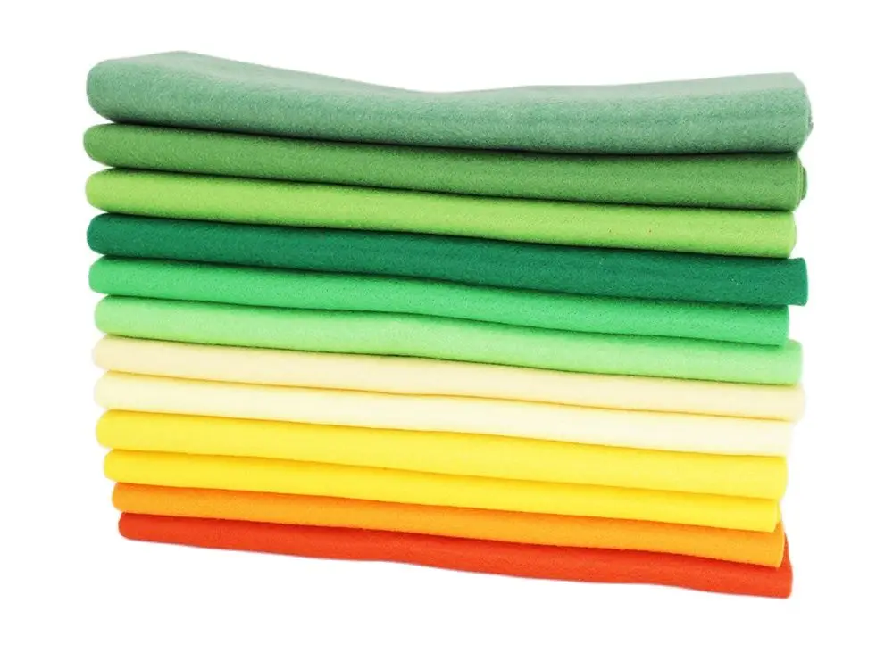 1,2 mm grüner gelber weicher Filz für DIY-Handarbeit, Nähen, Stoff, Basteln, Puppen, Handarbeiten, Polyesterstoff, 12 Stück/Lot, 25 cm x 28 cm – Detail 2