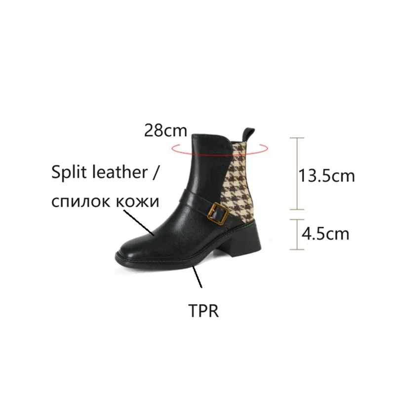 Nowe jesienne/zimowe damskie buty z kwadratowym noskiem grube buty na obcasie buty skórzane z dwoiny dla kobiet nowoczesne buty z klamrą do paska