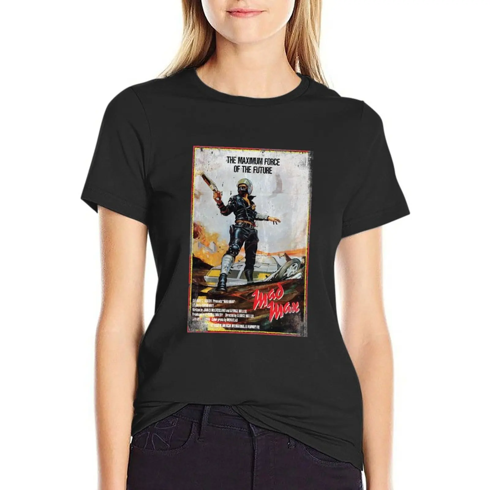 

Mad Max distressed movie poster T-Shirt tees Aesthetic clothing new edition workout shirts for Women loose fit